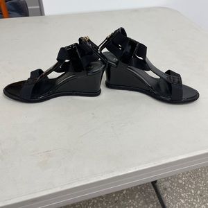 Authentic FENDI Black Shiny Leather Heels